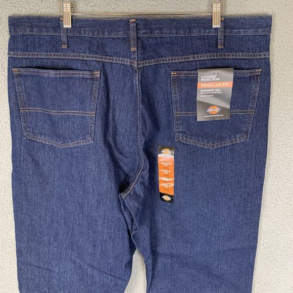 S Dickies Jeans Mens 44x30 Blue Denim 5 Pocket Work Regular Fit Straight Leg NWT - Picture 4 of 9